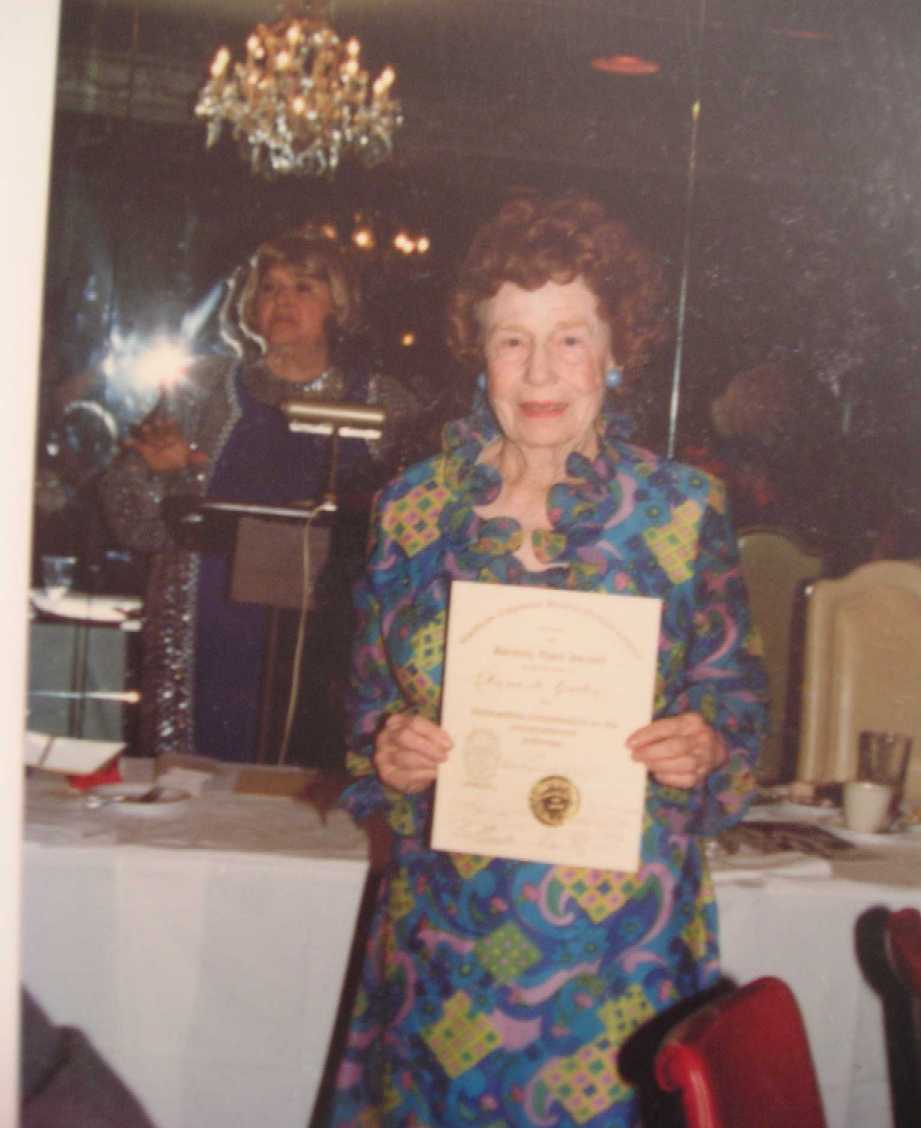 Mother, Cleona Heywood de Gaston, receiving certificate for political activity  prob about 1980 RED60PCT  P7120326